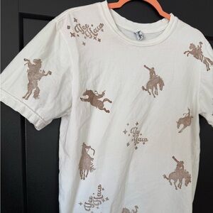 White and Brown Western Graphic Tee
